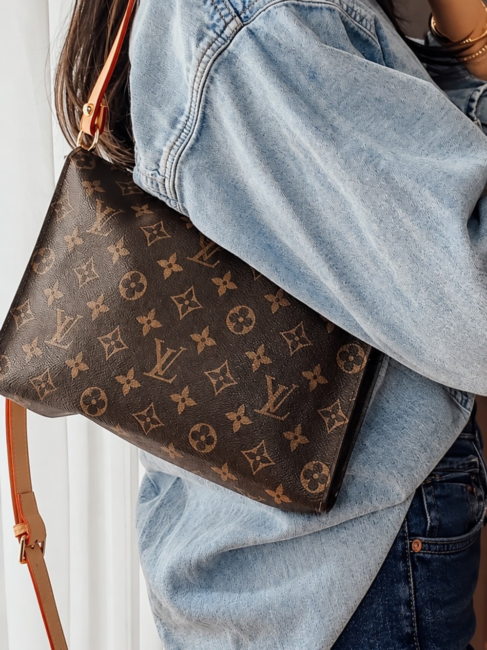 Authenic Vintage Louis Vuitton Upcycled Toiletry Pouch with chain and 2 straps